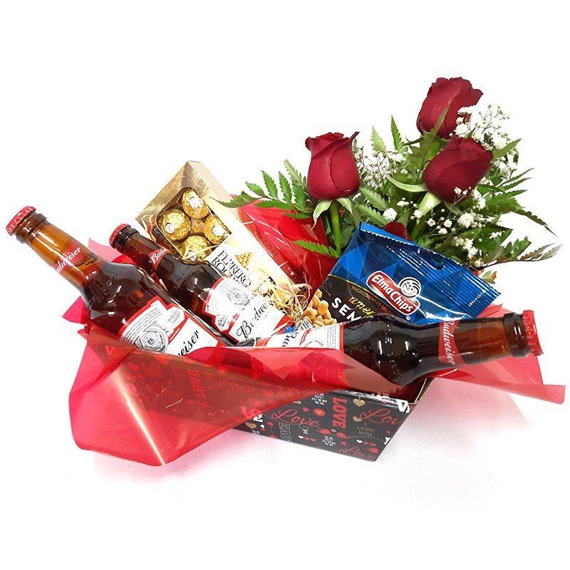 CAIXA HAPPY HOUR COM ARRANJO DE ROSAS